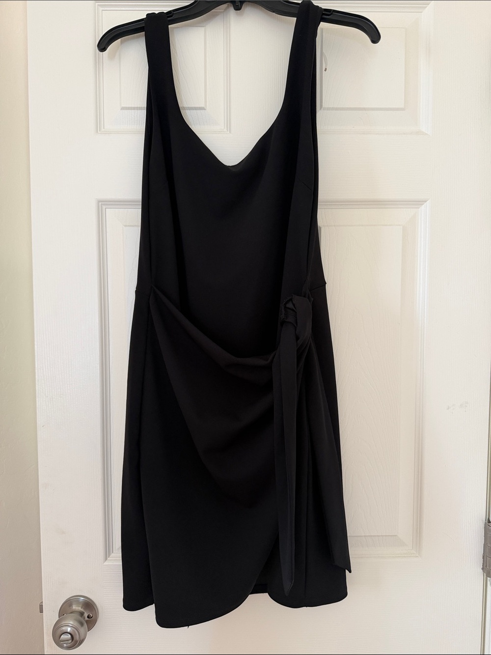 Express Black Draped Mini Dress with Tie Detail